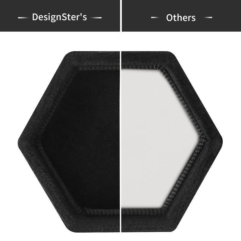 DesignSter Hexagon Velvet Ring Box - Premium Gorgeous Vintage Double Ring Display Holder with Detachable Lid for Proposal, Engagement, Wedding, Ceremony (Black) - Image 2